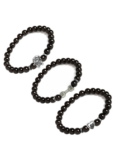 Black Onyx Multi-Design Bracelet Combo For Men/Boys